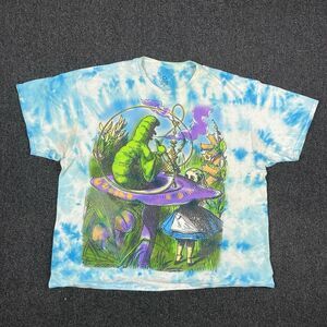 Liquid Blue T Shirt Tie Dye Alice in Wonderland Caterpillar Size 2XL XXL